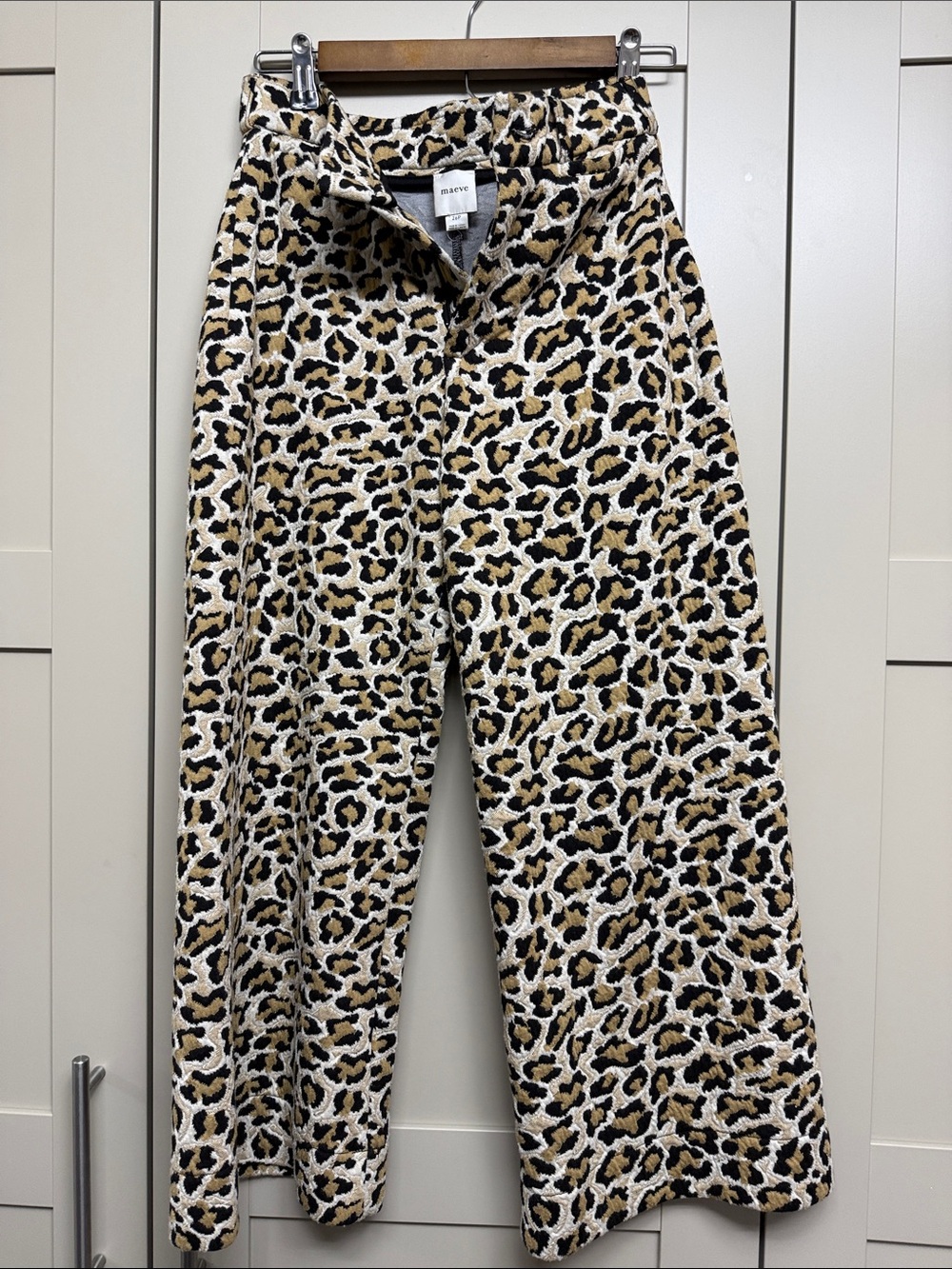 Maeve anthropologie Beige and Black Leopard Flare Pants